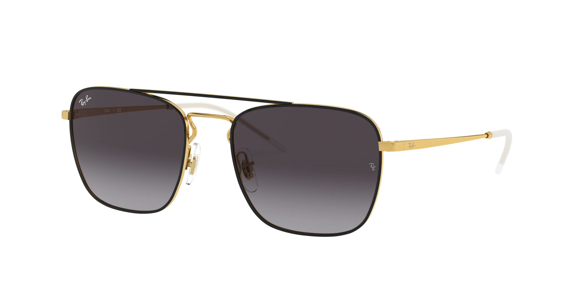 Ray-Ban RB3588 Sunglasses - Black on Gold/Light Grey Gradient Dark Grey / 55 mm - 8053672836998