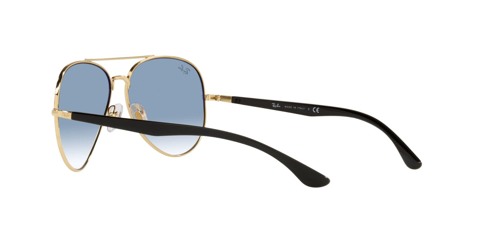 Ray-Ban Aviator RB3675 Sunglasses - Black on Gold/Clear Gradient Blue / 58 mm - 8056597432214 - Additional Image 4