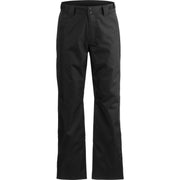 Ski pants, dark color, straight legs with buttoned waist and front pockets