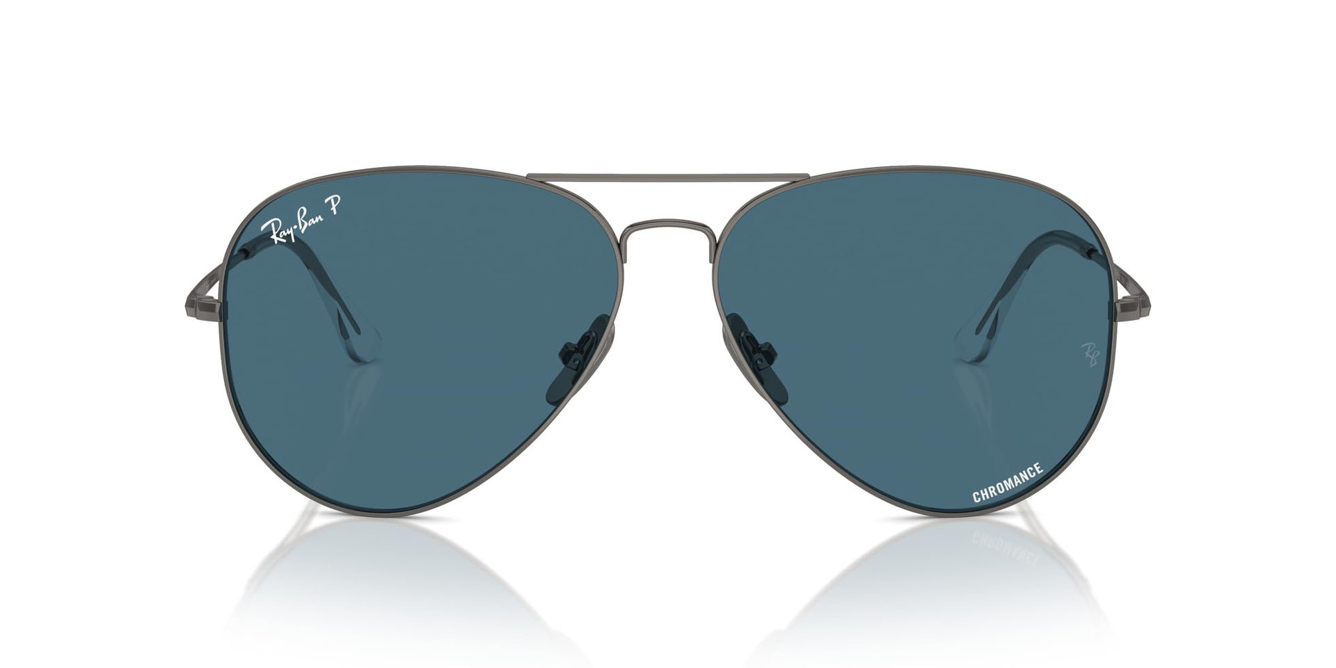 Ray-Ban Aviator Titanium RB8089 Sunglasses - Gunmetal/Polarized Blue / 58 mm (X0045V502J) - X0045V502J