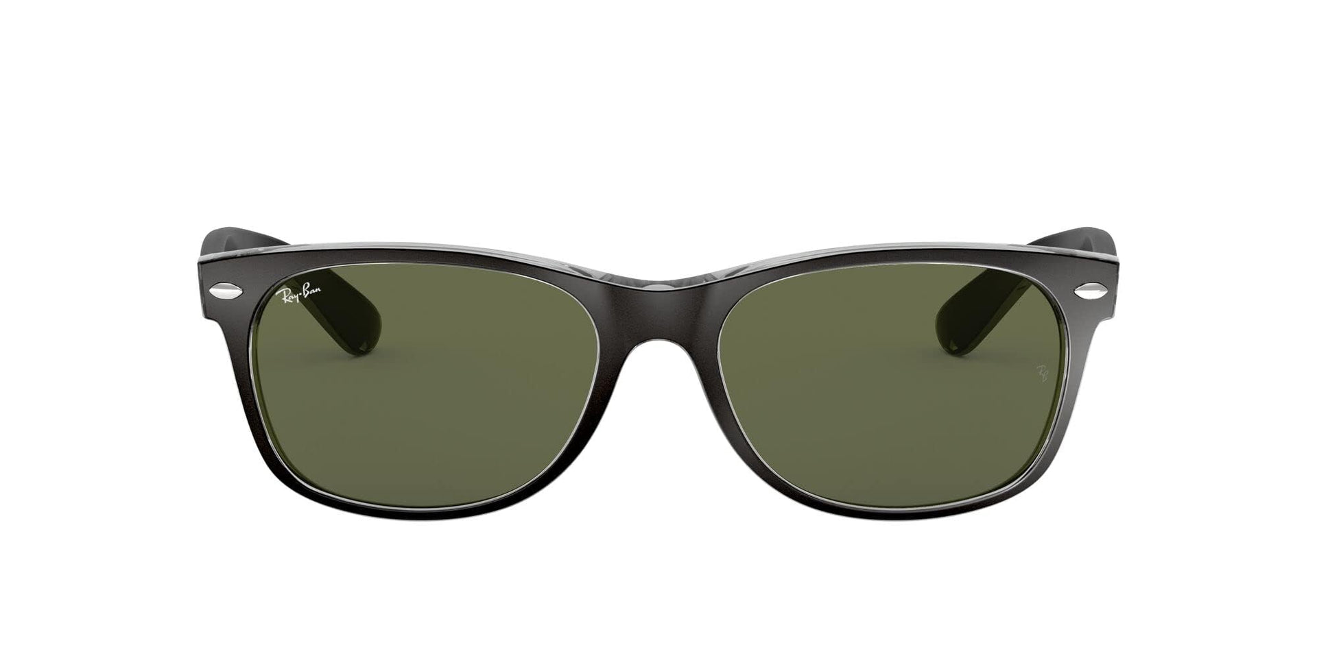 Ray-Ban New Wayfarer RB2132 Sunglasses - Black on Transparent/G-15 Green / 58 mm - 8053672561937