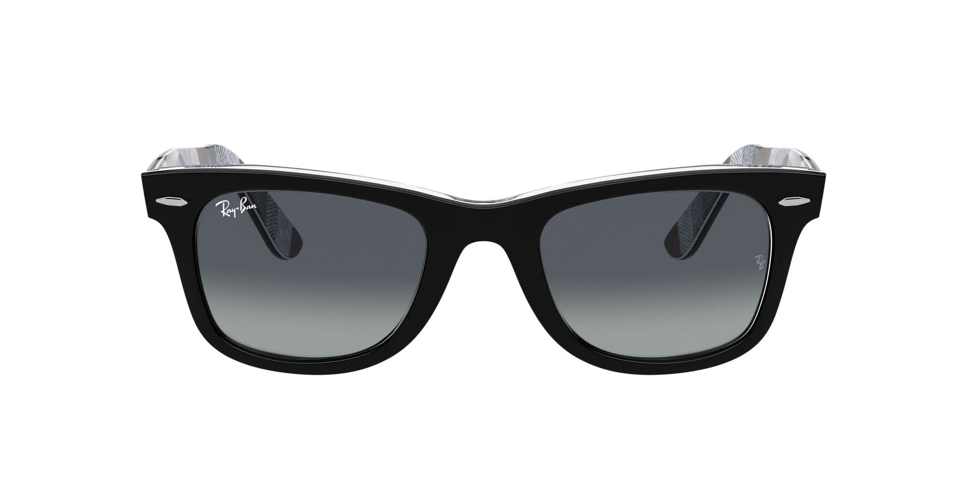 Ray-Ban Original Wayfarer RB2140 Sunglasses - Black on Chevron Grey/Burgundy/Light Grey Gradient Blue / 50 mm - 8056597366052