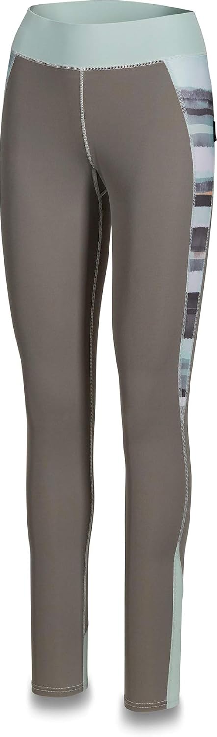 Women's surf leggings in dark gray with light blue side stripe panel