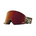 Snow goggles with red mirrored lens and camo strap with VZ logo