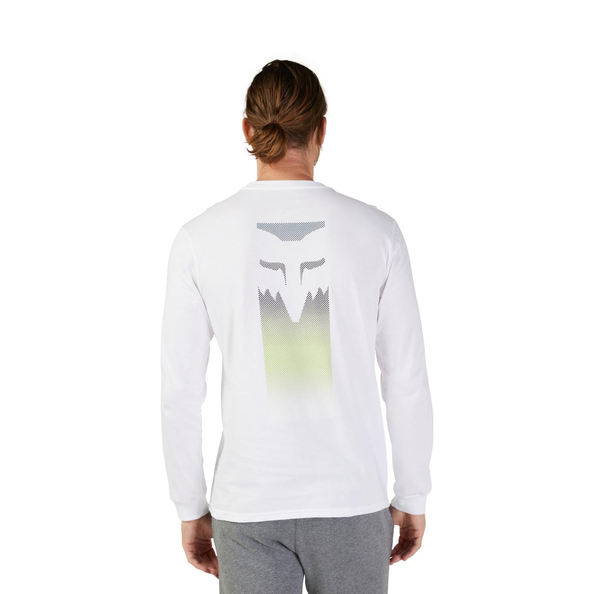 Men's Fox Racing long-sleeve prem tee, optic white back FOX head graphic