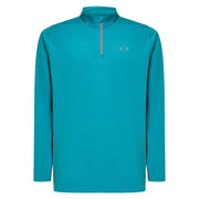 Oakley men's quarter-zip sweatshirt, turquoise, flat front view
