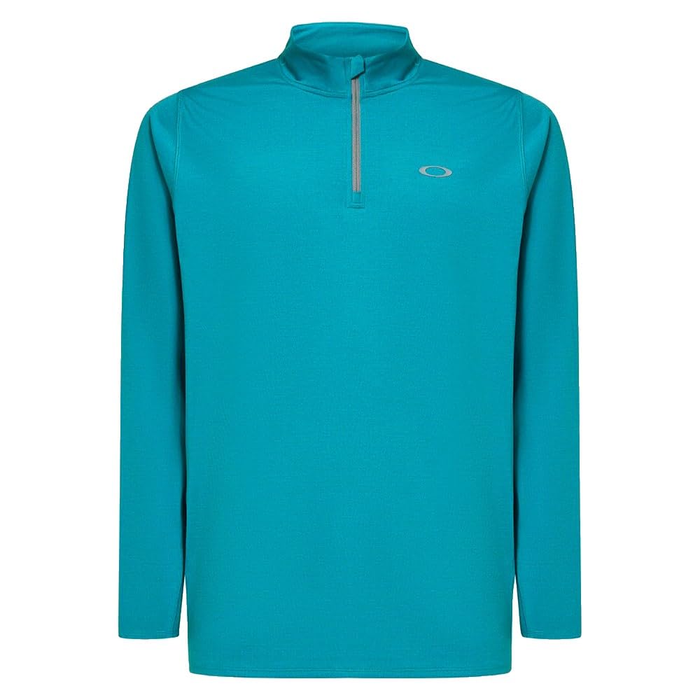 Oakley men's quarter-zip sweatshirt, turquoise, flat front view