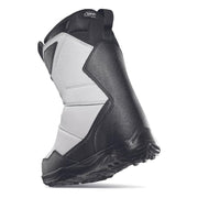 Men's white and black snowboard BOA boots with textured panels and lace guard