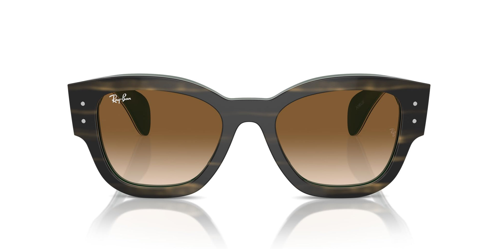 Ray-Ban Jorge RB7681S Sunglasses - Striped Green on Green/Clear Gradient Brown / 52 mm - 8056262033722