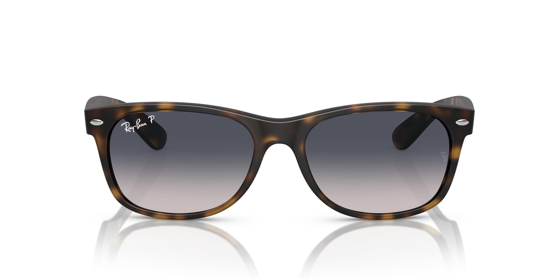 Ray-Ban New Wayfarer RB2132 Sunglasses - Rubber Havana/Blue Gradient Polarized / 55 mm - 8056262052358