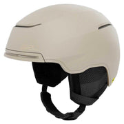Giro Terra snow helmet in light beige with black liner and chin strap, Mips label