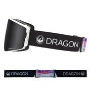 Dragon PXV2 snow goggles with dark lens, black strap and colorful side panel