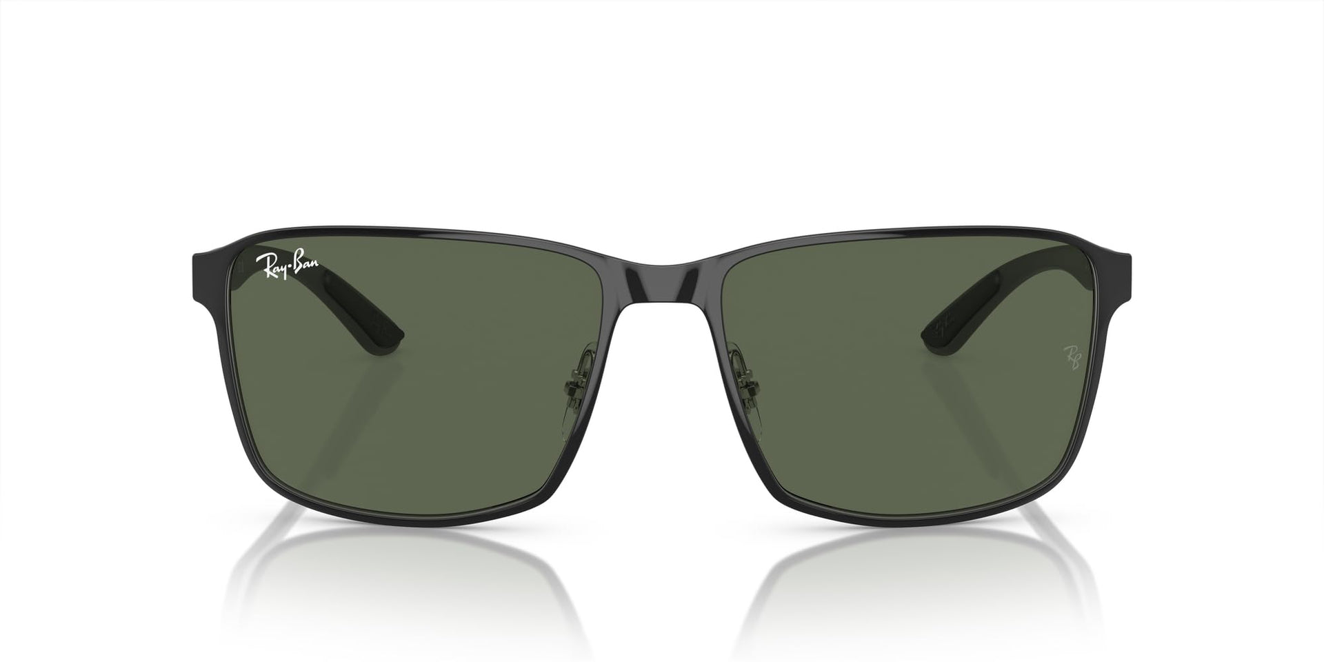 Ray-Ban RB3721 Sunglasses - Black on Silver/Dark Green / 59 mm - 8056597936651