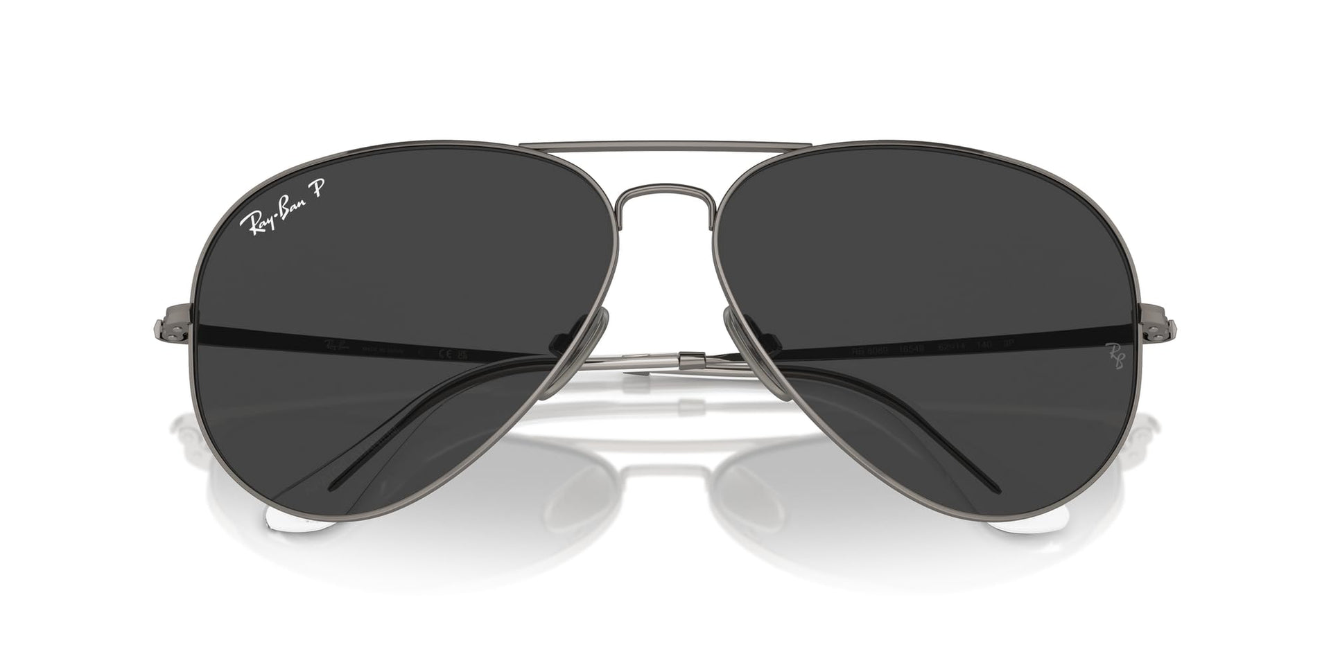 Ray-Ban Aviator Titanium RB8089 Sunglasses - Gunmetal/Polarized Black / 58 mm - X0045V50BF - Additional Image 4