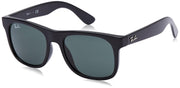Ray-Ban Justin RJ9069S sunglasses, black frame with dark green lenses