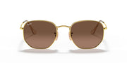 Ray-Ban Hexagonal Flat RB3548N Sunglasses - Gold/Brown Gradient Grey / 48 mm - 8056597077361