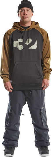 Men's tech snow sport hoodie in tobacco and dark gray with 32 front logo and pouch pocket