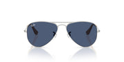 Ray-Ban metal aviator sunglasses with dark blue gradient lenses, silver frame