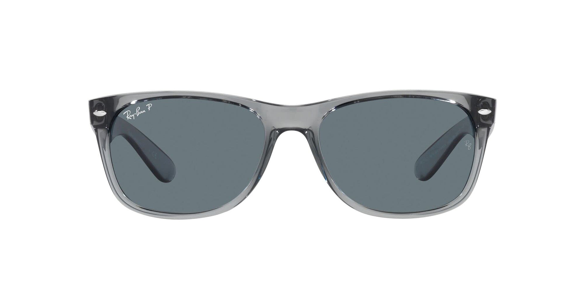 Ray-Ban New Wayfarer Low Bridge Fit RB2132F Sunglasses - Transparent Grey/Dark Blue Polarized / 55 mm - 8056597663007