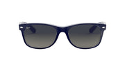 Ray-Ban New Wayfarer RB2132 Sunglasses - Matte Blue on Transparent/Light Grey Gradient Dark Grey / 52 mm - 8053672153743