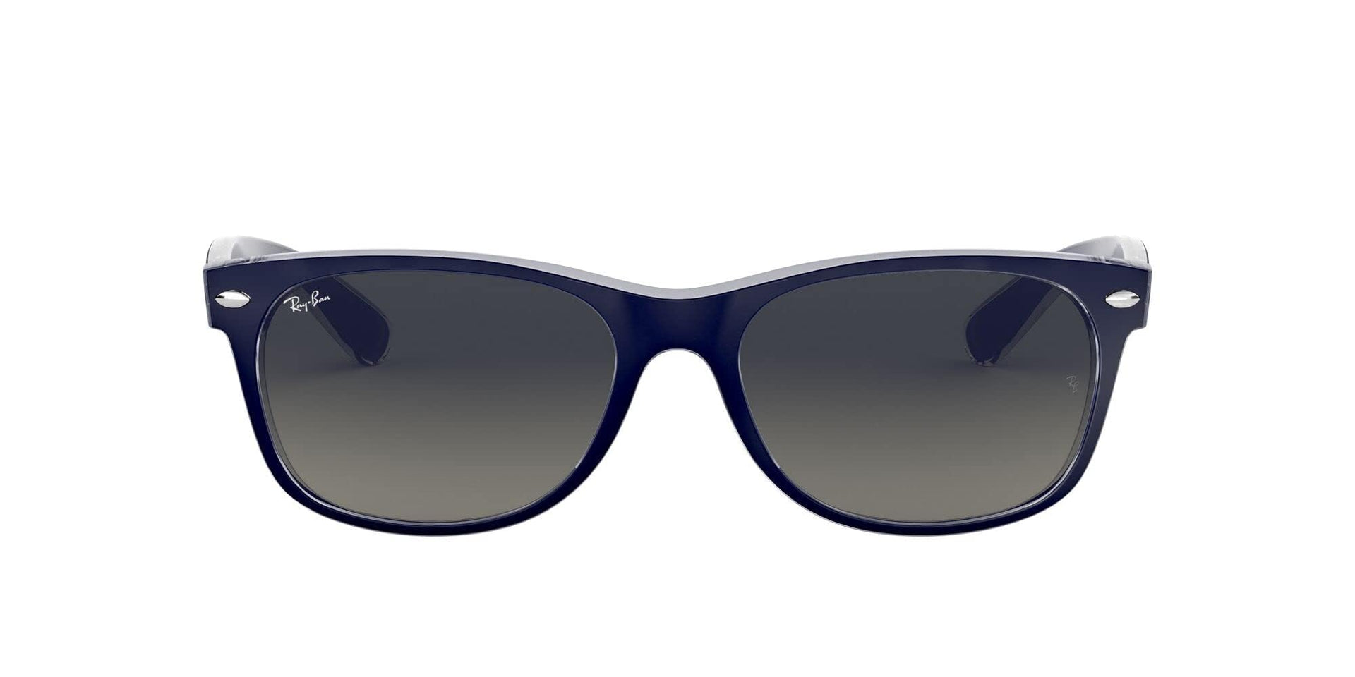 Ray-Ban New Wayfarer RB2132 Sunglasses - Matte Blue on Transparent/Light Grey Gradient Dark Grey / 52 mm - 8053672153743