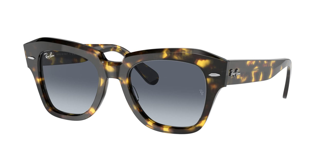 Ray-Ban State Street RB2186 Sunglasses - Yellow Havana/Light Blue Gradient Grey / 52 mm - 8056597559867