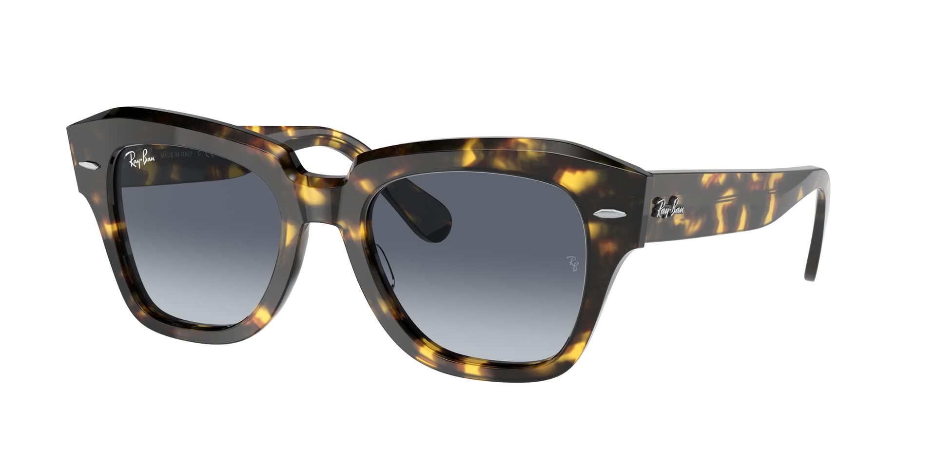 Ray-Ban State Street RB2186 Sunglasses - Yellow Havana/Light Blue Gradient Grey / 52 mm - 8056597559867