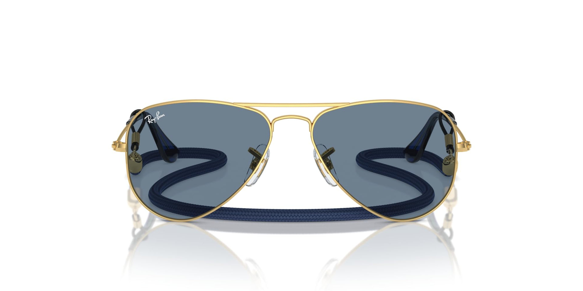 Ray-Ban Metal Aviator RJ9506S Sunglasses - Gold/Light Blue Mirrored / 52 mm - 8056262143278