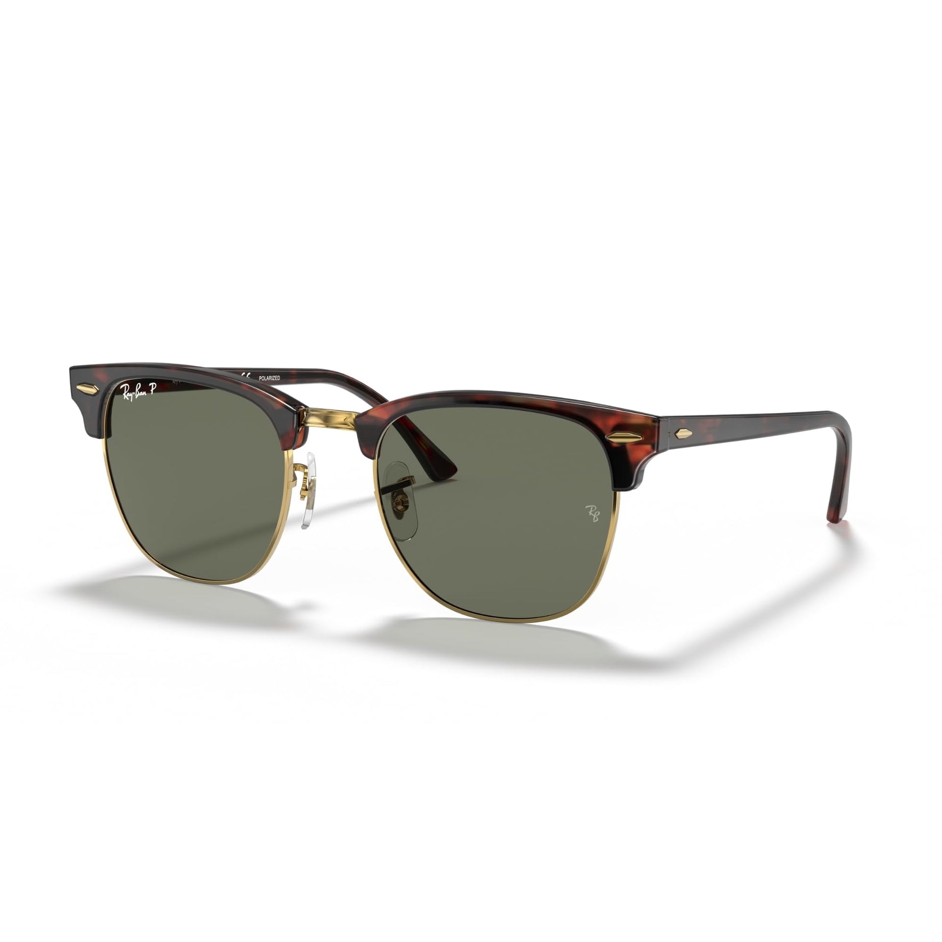 Ray-Ban Clubmaster RB3016 Sunglasses - Tortoise on Gold/G-15 Green Polarized / X-Large - 8056597847834