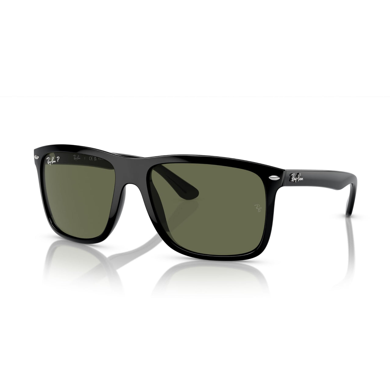 Ray-Ban Boyfriend Two RB4547F Sunglasses - Black / Green / Large - 8056597957892