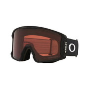 Oakley Line Miner snow goggles with black frame and red Prizm lens, front view