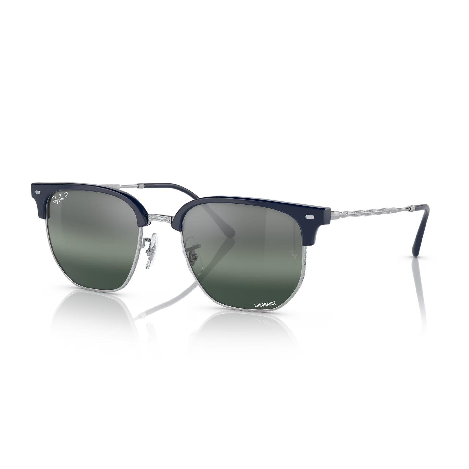 Ray-Ban New Clubmaster RB4416 Sunglasses - Blue on Silver / Silver/Blue / Large - 8056597721417
