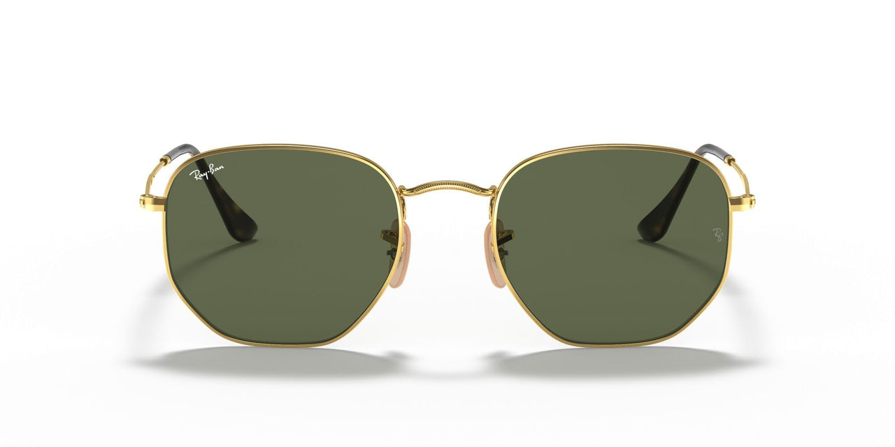 Ray-Ban Hexagonal Flat RB3548N Sunglasses - Gold/G-15 Green / 51 mm - 8053672611649