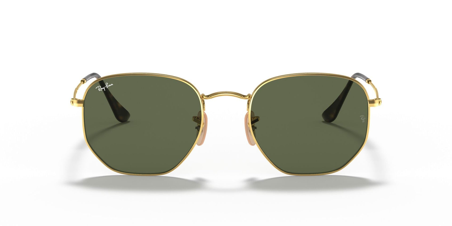 Ray-Ban Hexagonal Flat RB3548N Sunglasses - Gold/G-15 Green / 48 mm - 8053672611632