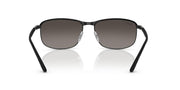 Black full-rim sunglasses with dark grey lenses and slim angled temples
