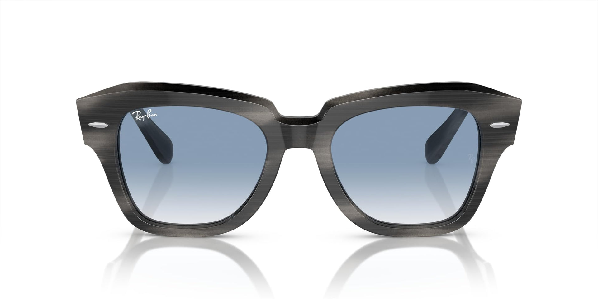 Ray-Ban State Street RB2186 Sunglasses - Striped Grey/Clear Gradient Blue / 49 mm - 8056262052266