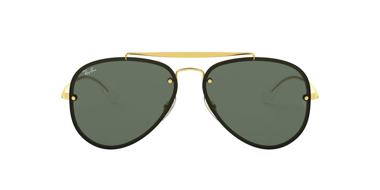 Ray-Ban Blaze Aviator RB3584N Sunglasses - Gold/Dark Green / 61 mm - 8053672830262