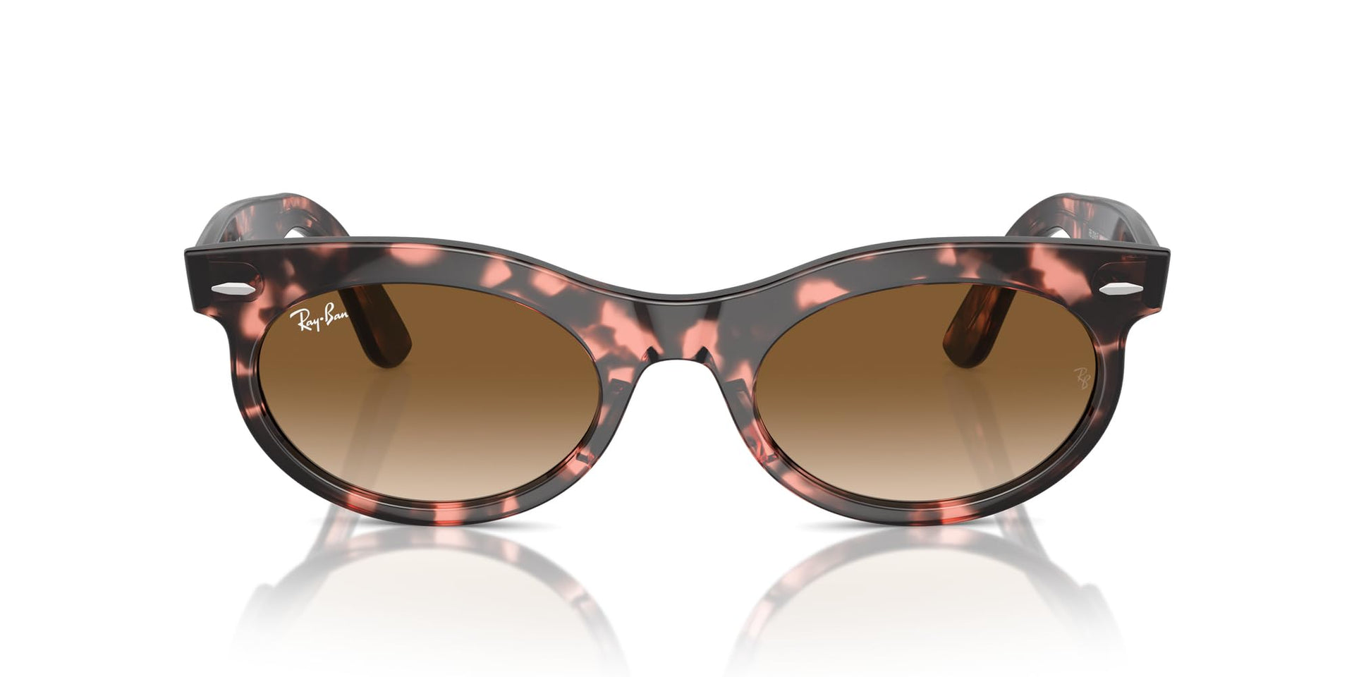 Ray-Ban Wayfarer Oval Low Bridge Fit RB2242F Sunglasses - Pink Havana/Clear Gradient Brown / 53 mm - 8056262048276