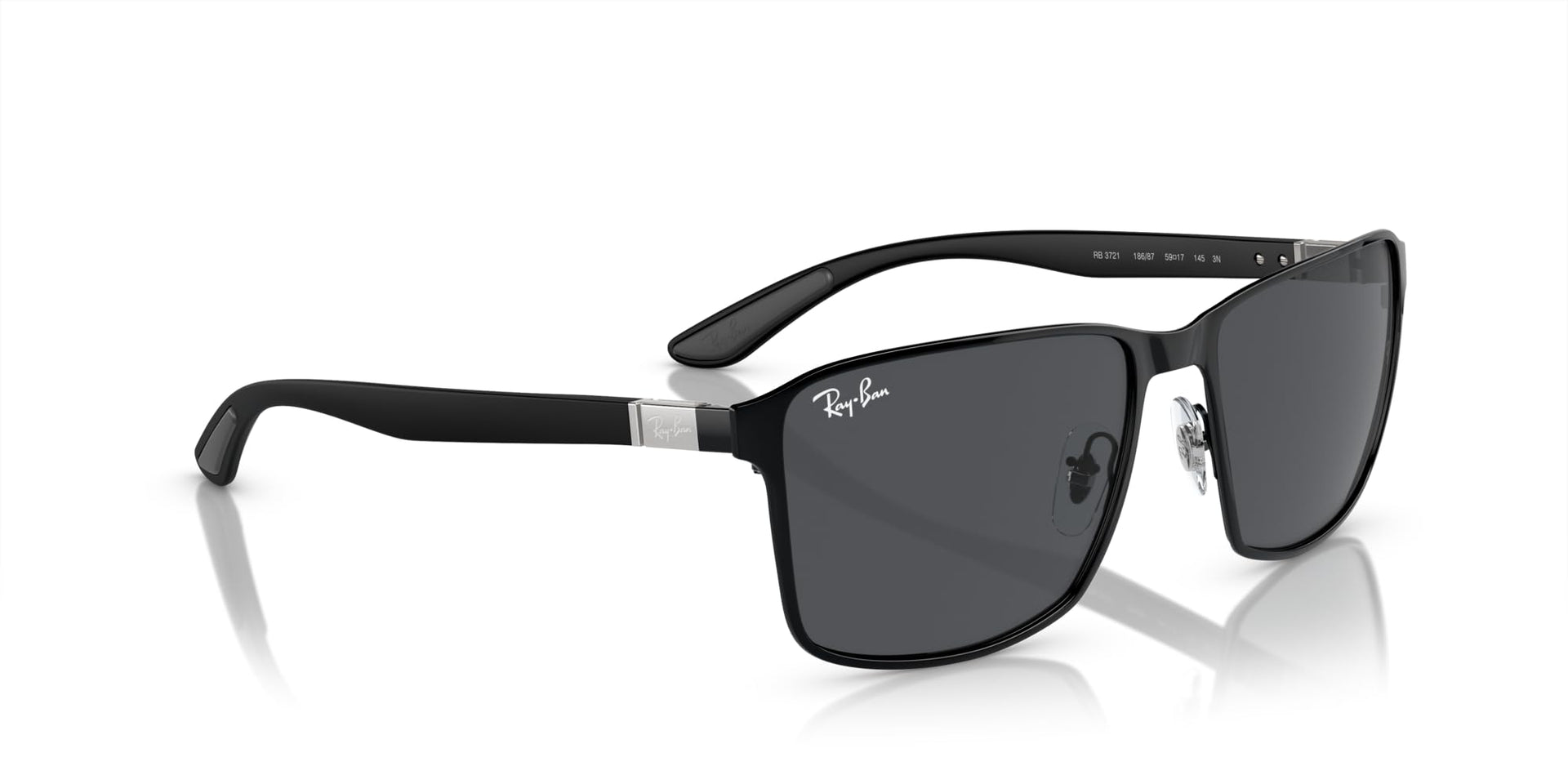 Ray-Ban RB3721 Sunglasses - Matte Black on Black/Dark Grey / 59 mm - 8056597936620