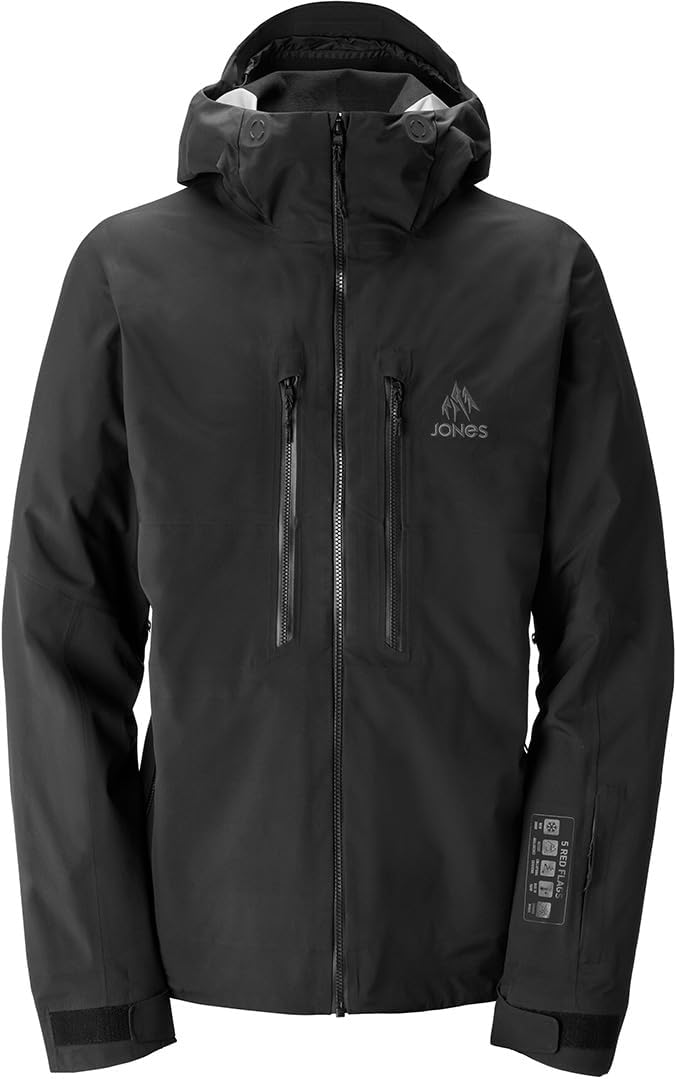 Jones men's Shralpinist stretch recycled jacket, hooded dark zip-front with logo