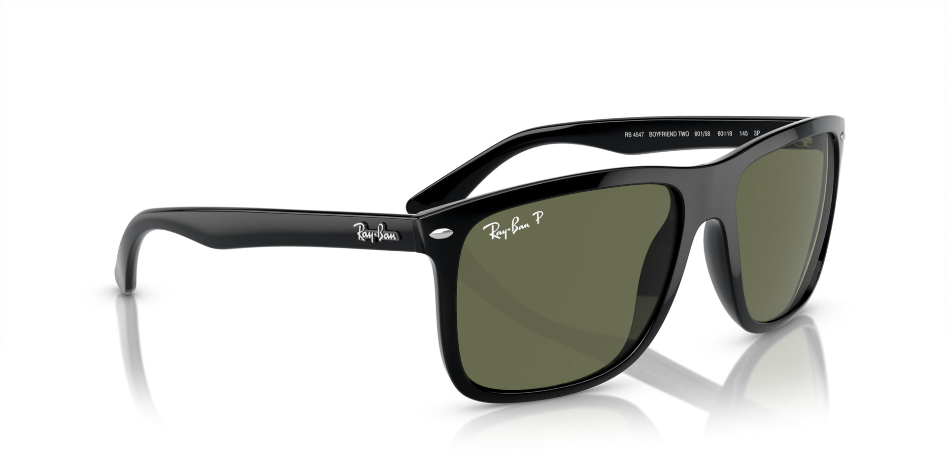 Ray-Ban Boyfriend Two RB4547 Sunglasses - Black/Green Polarized / 60 mm - 8056597939362 - Additional Image 4
