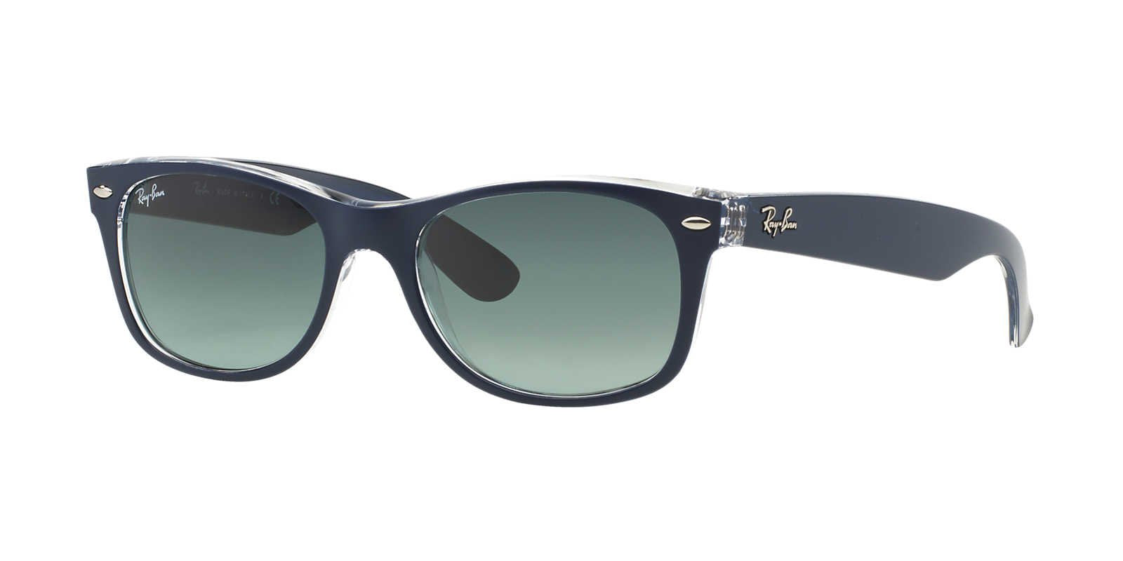 Ray-Ban New Wayfarer RB2132 Sunglasses - Matte Blue on Transparent / 55 mm - 8053672153774