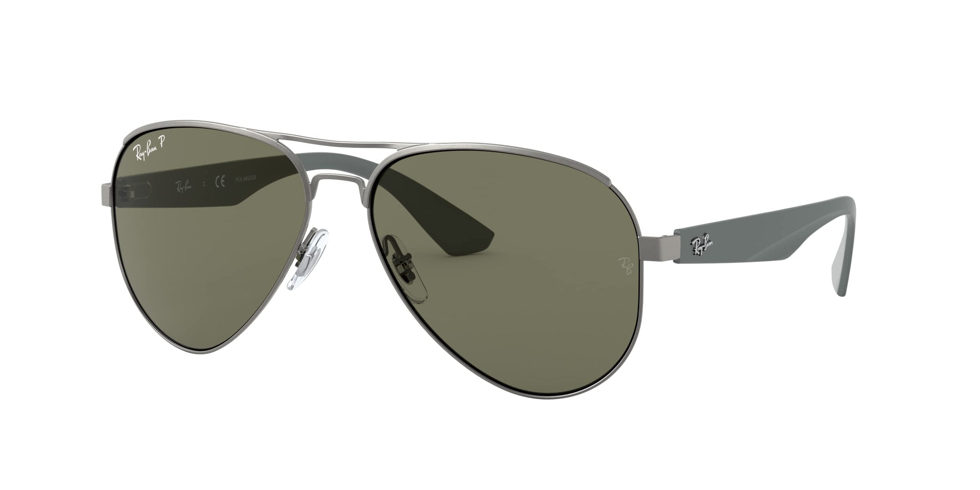 Ray-Ban Aviator RB3523 Sunglasses - Matte Gunmetal/Polarized Green / 59 mm - 8053672320442
