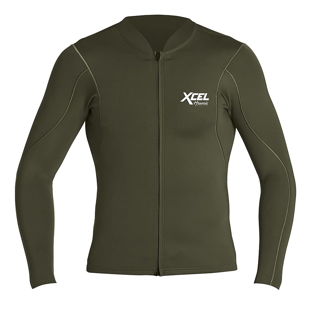 XCEL Mens Axis 1/0.5mm Long Sleeve Front Zip Wetsuit Jacket - Dark Forest / Small