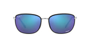 Ray-Ban RB3705 Sunglasses - Black on Silver/Polarized Grey Mirrored Blue / 60 mm - 8056597833820