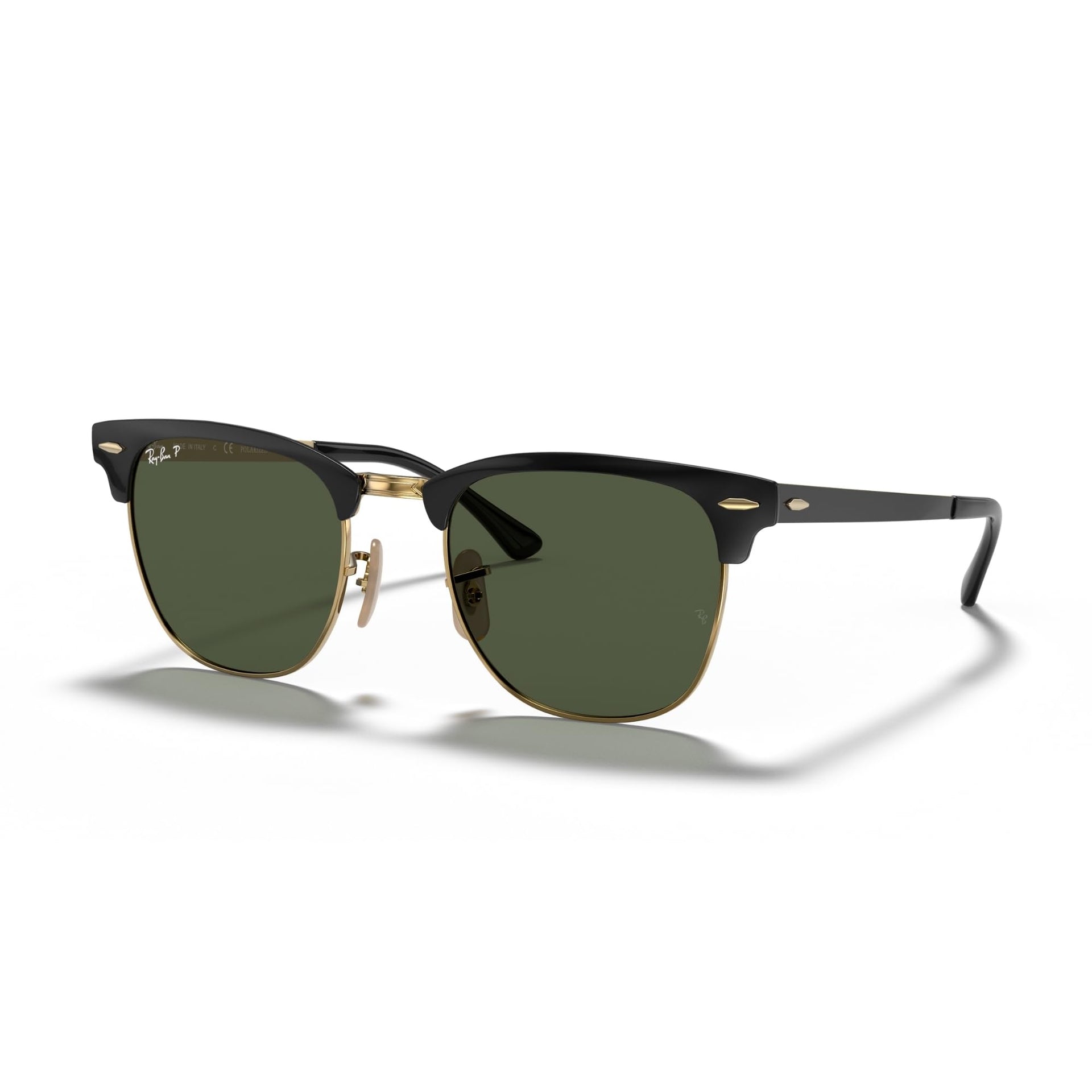 Ray-Ban Clubmaster Metal RB3716 Sunglasses - Black on Gold / G-15 Green / Large - 8053672867145