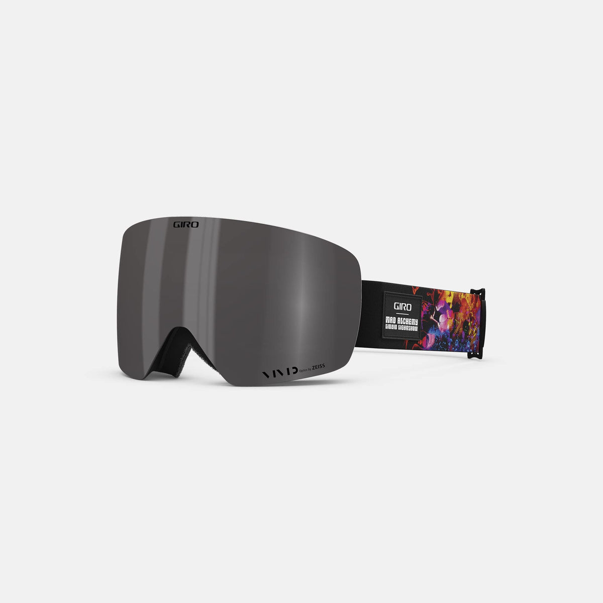 Giro Contour snow goggles with dark smoke lens and white strap