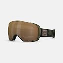 Giro snow goggles with brown-tinted lens and dark frame, side view with strap