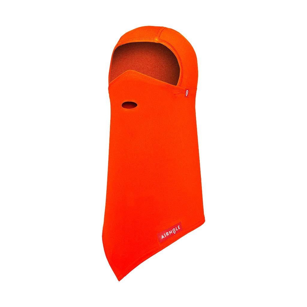 Airhole balaclava hood style in bright orange with face opening