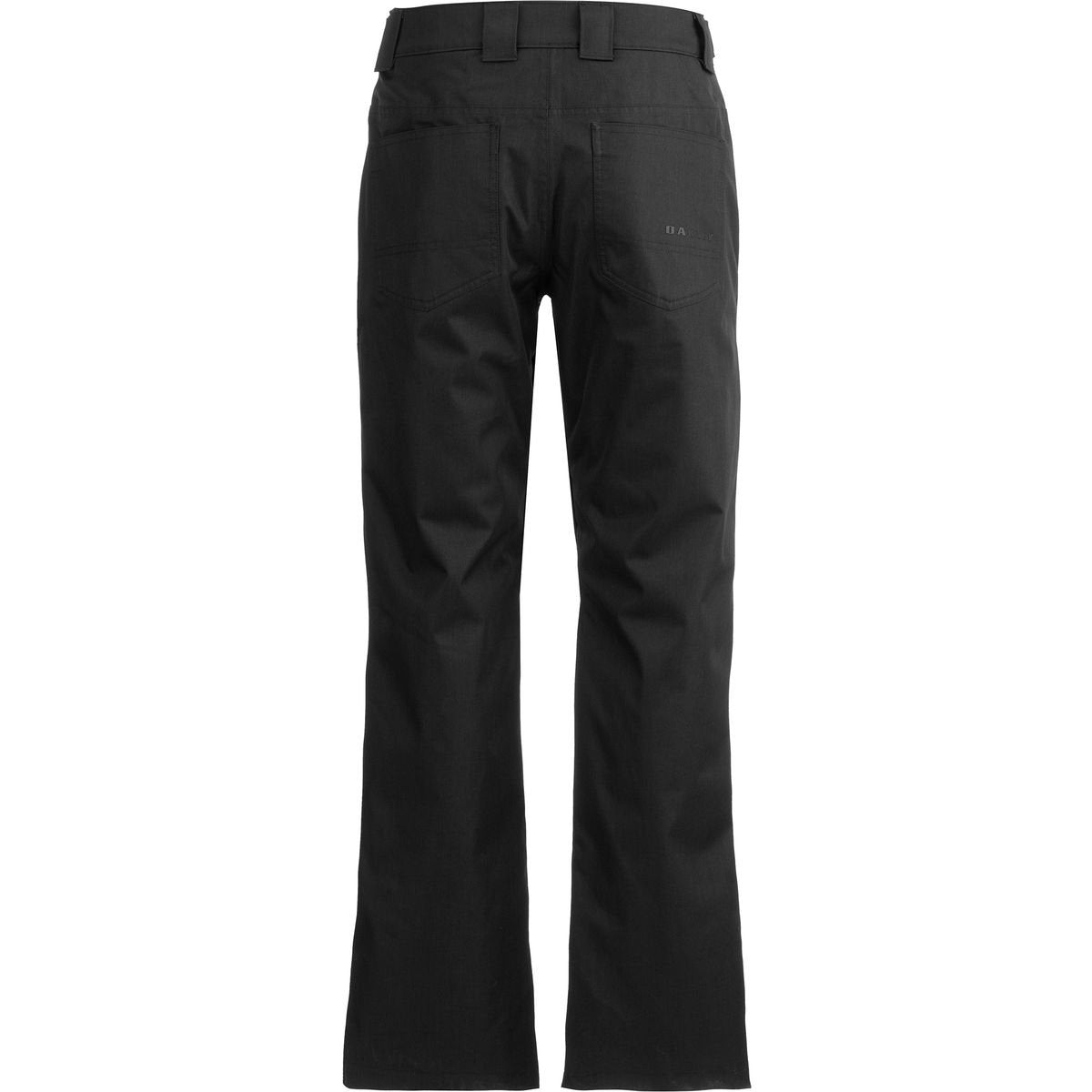 Ski pants, dark color, back view with waistband tabs and rear pocket detailing